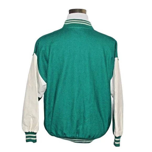 Vintage 70s 80s Garamont Sport Large Green White Varsity Letterman Retro Jacket - Picture 4 of 12